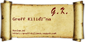 Greff Kiliána névjegykártya